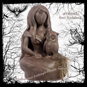 𝑨𝒕𝒉𝒆𝒏𝒂 𝑶𝒘𝒍 𝑮𝒐𝒅𝒅𝒆𝒔𝒔 Gypsum Cement Wicca Figurine NEW